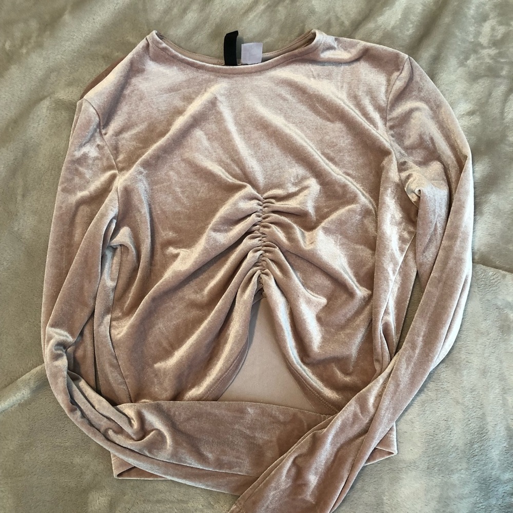 H&M pink velvet crop top